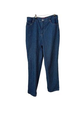 Gloria Vanderbilt Amanda Polka Dot Blue Denim Jeans Womens Size 14